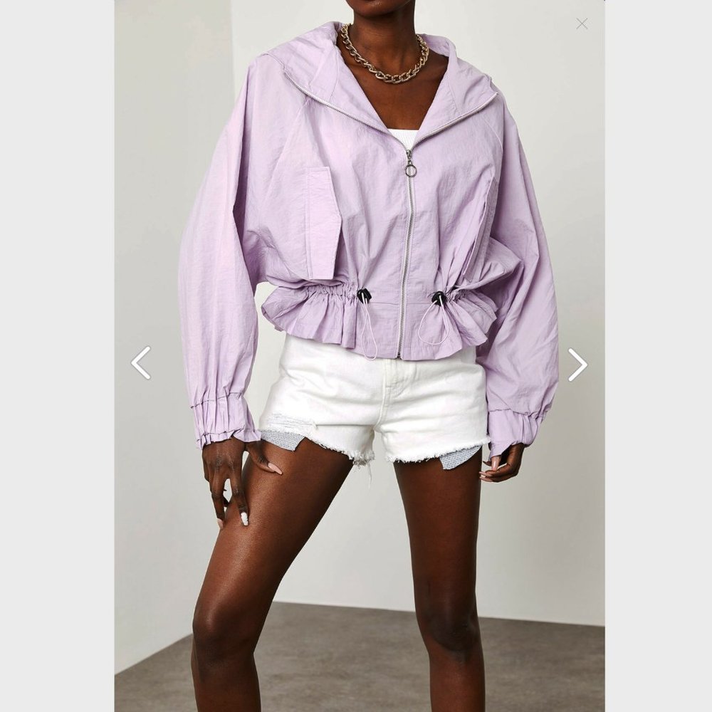 Lilac Pleated Waist Bat Raincoat - Picture 7 of 10
